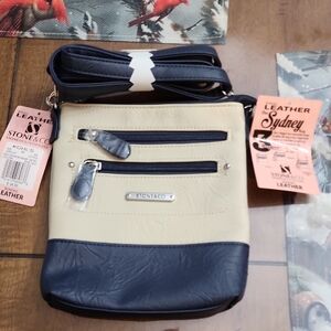Stone & Co. Blue and Cream Leather Bag